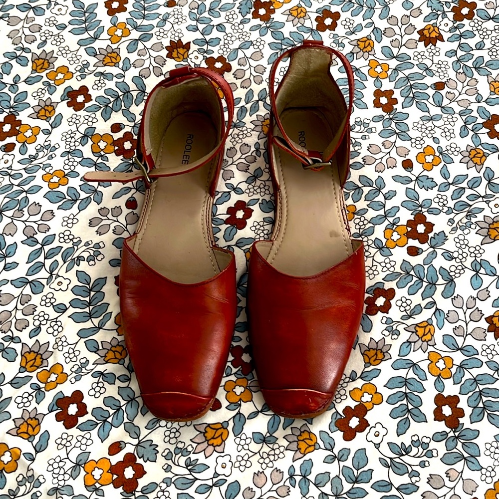 Women’s RooLee Leather D’orsay Flats with buckle ankle strap size 40